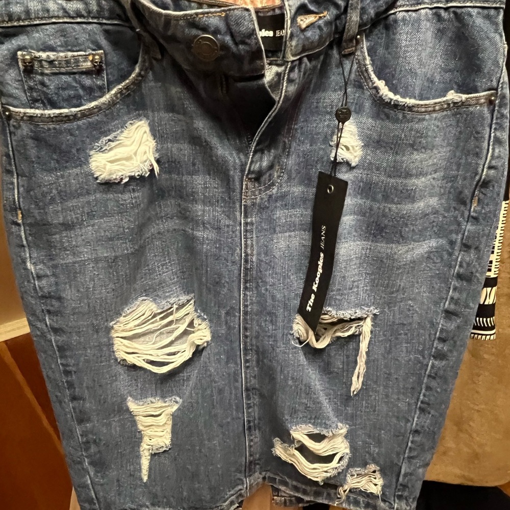 The Kooples Distressed Blue Jean skirt